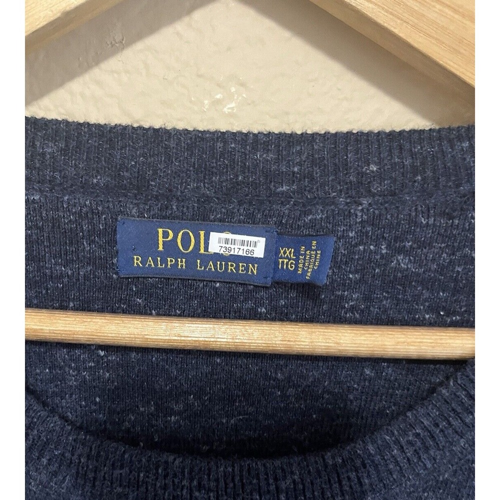 Polo Ralph Lauren Shirt Sweater 2XL XXL Blue Pony Crew Neck Pullover Cotton - Picture 3 of 6